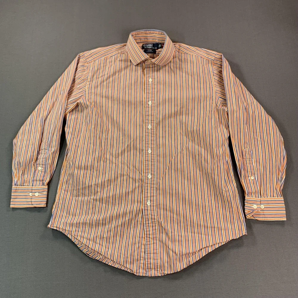 Polo Ralph Lauren Shirts Men L Lot Of 2 Striped‎ Green Long Sleeve Button Down